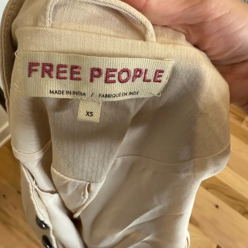 Free People Ruffled Military-Style Jacket | Cream / Neutral | XS - Picture 3 of 5